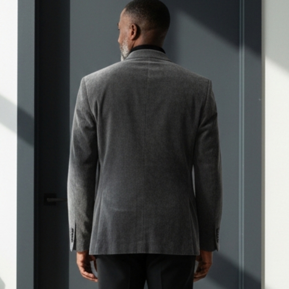 J. FerrarMen's Slim Fit Velvet Gray Two Button Blazer Size 38S - Picture 2 of 13